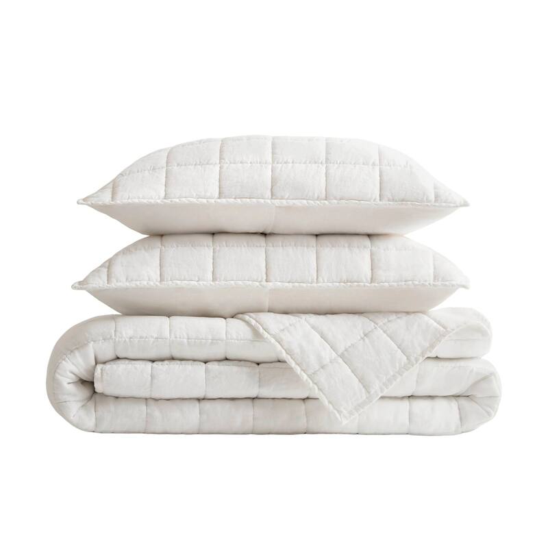 Harbor House French Flax Linen Garment Washed Quilt Set