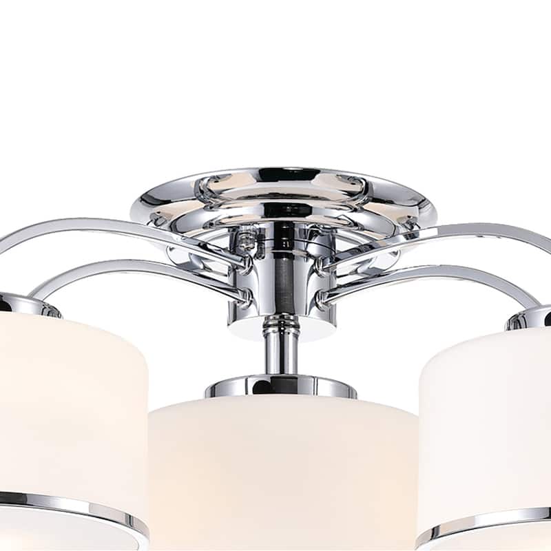 Frosted 4 Light Drum Shade Flush Mount With Chrome Finish