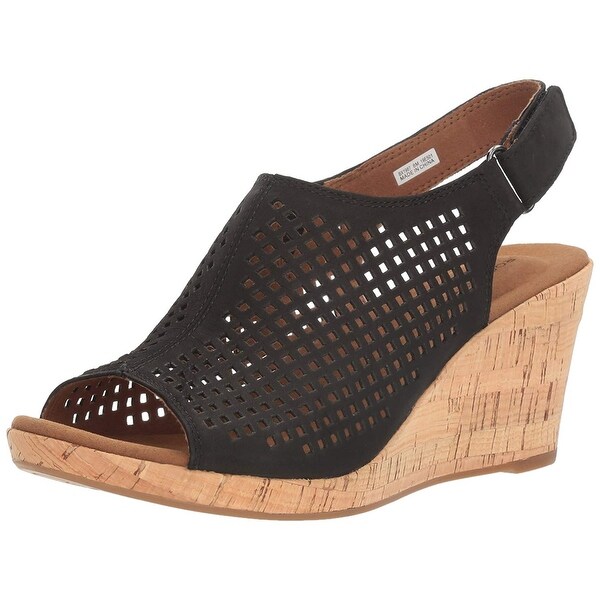 rockport briah perforated leather wedge sandals