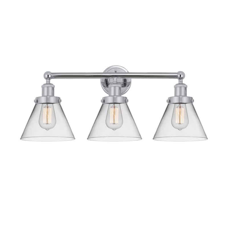 Innovations Lighting 616-3W-12-26 Cone Vanity Cone 3 Light 26" Wide - Polished Chrome / Clear