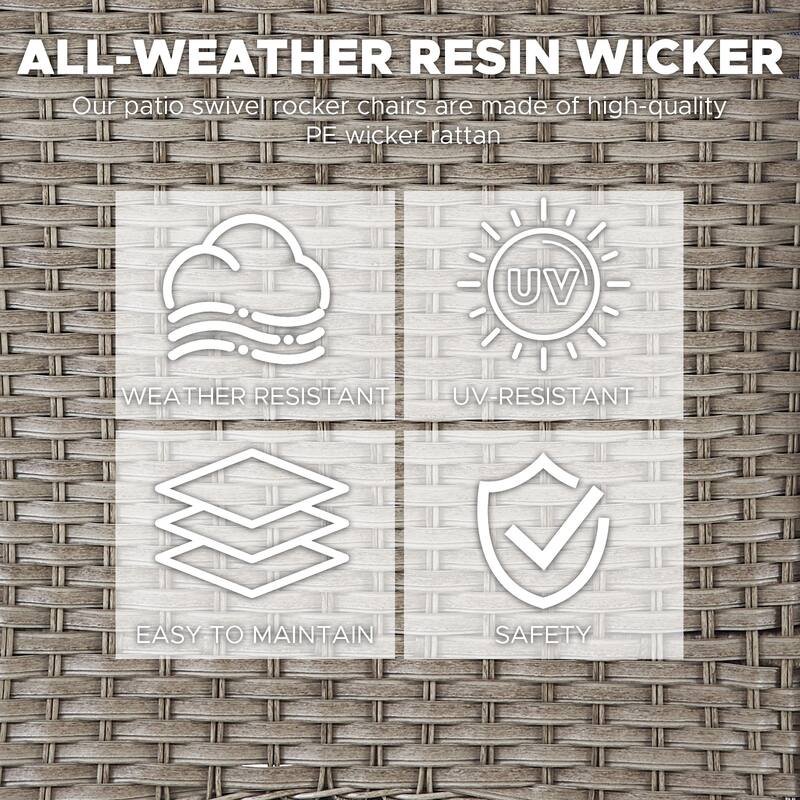 Outdoor Swivel Gliders Chair with Tempered Glass Side Table