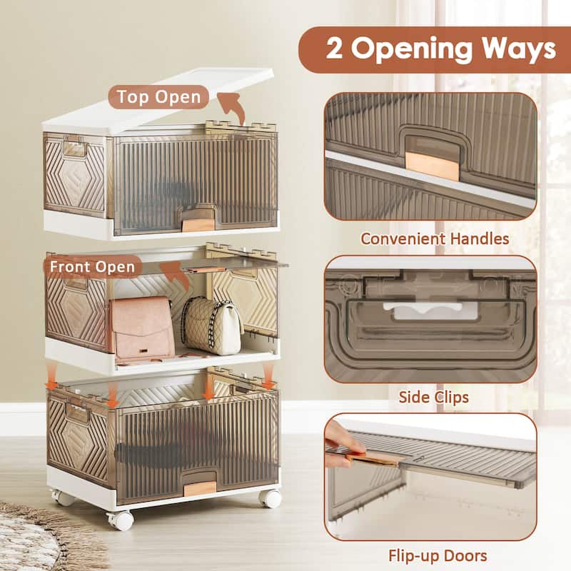Costway 3-Cube Stackable Storage Bins with Detachable Wheels 13.5Gal - See Details
