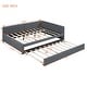 preview thumbnail 16 of 98, L-Shaped Backrest Daybed Upholstered Daybed Frame Classic Wood Slats Design with 2 Storage Drawers or Trundle, Full Size