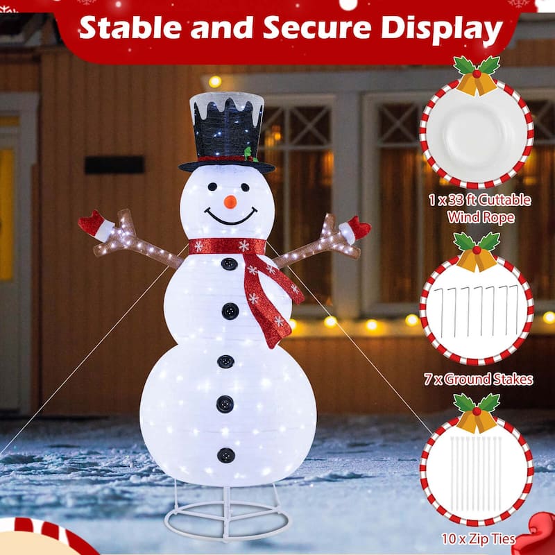 Costway 6ft Lighted Pop-Up Christmas Snowman with Hat and Scarf 180 - as pic shows - See Details