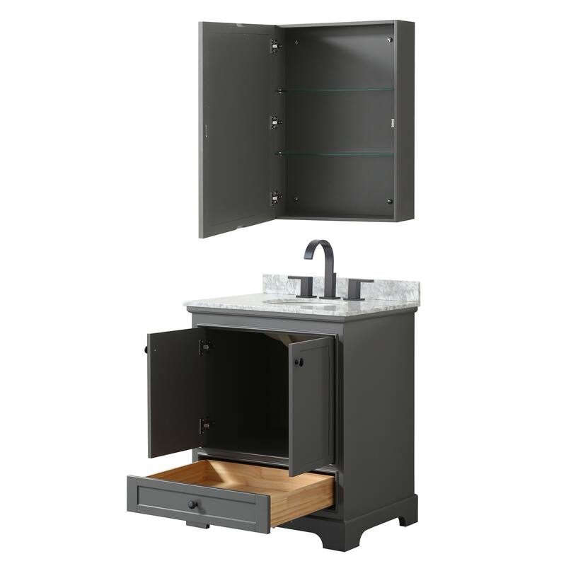 Deborah 30-inch Dark Gray Single Vanity, Oval Sink, Med Cab