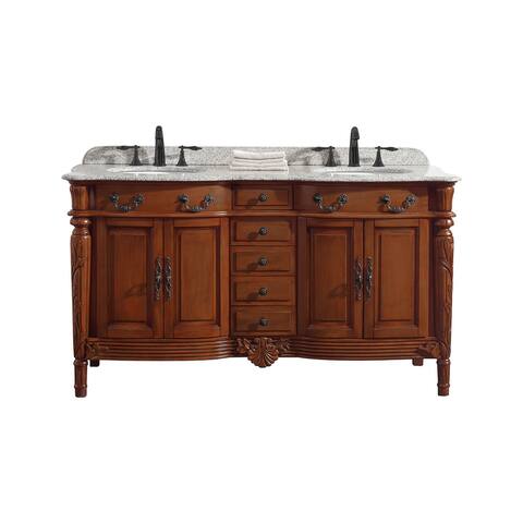 Karen 60 in. Vanity in Chestnut with Granite Vanity Top in Beige