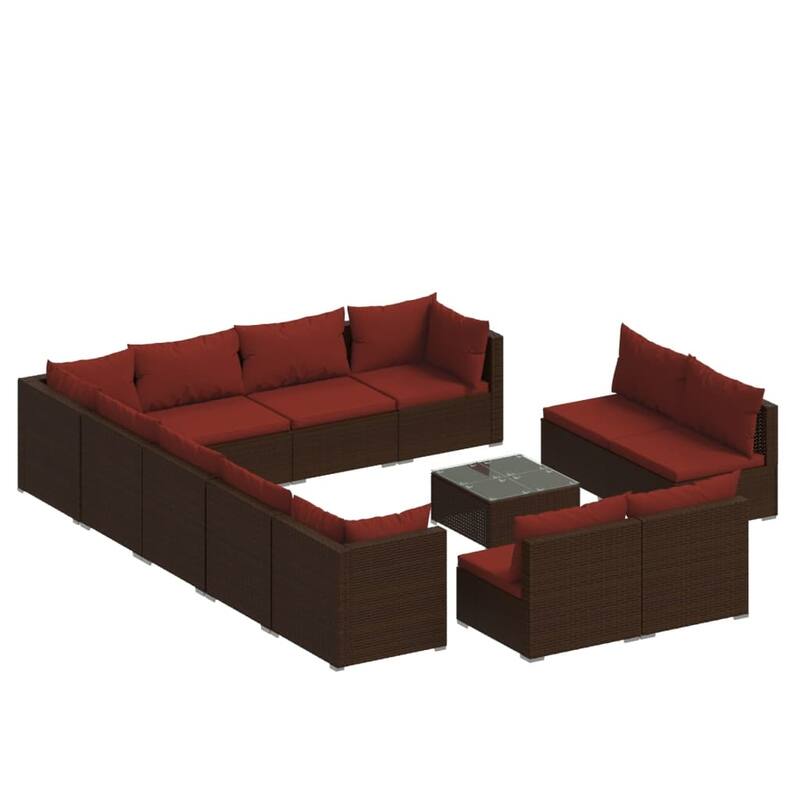 vidaXL Patio Lounge Set Outdoor Sectional Sofa Set Table Garden Poly Rattan - 27.6" x 27.6" x 23.8"