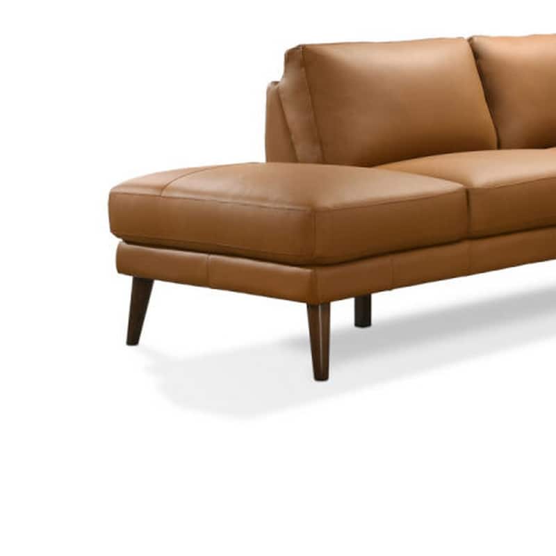 Jen 100 Inch Modern Sectional Sofa with Right Chaise, Brown Genuine Leather