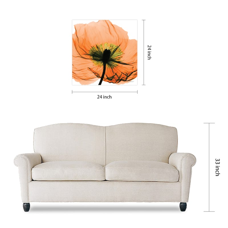 "Poppy Orange" Frameless Free Floating Tempered Glass Panel Graphic Wall Art