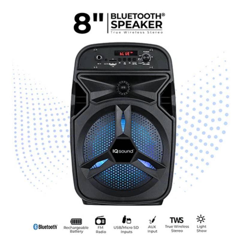 IQ Sound 8-Inch Portable Bluetooth TWS Speaker
