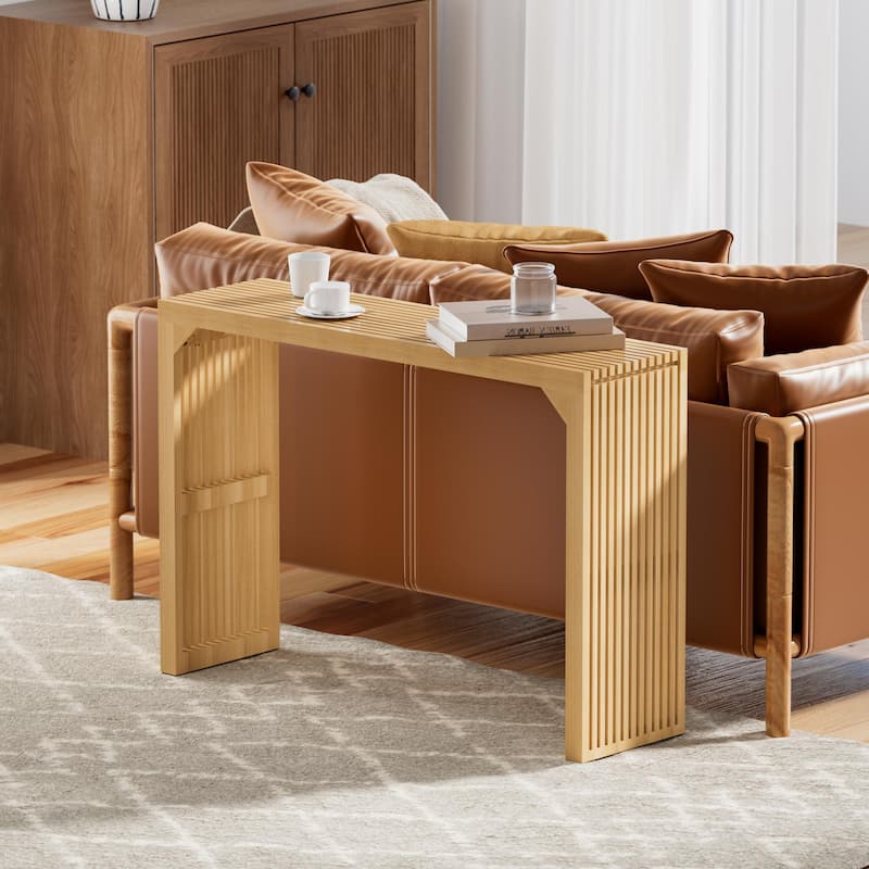 46" Solid Wood Console Table with Grille Design