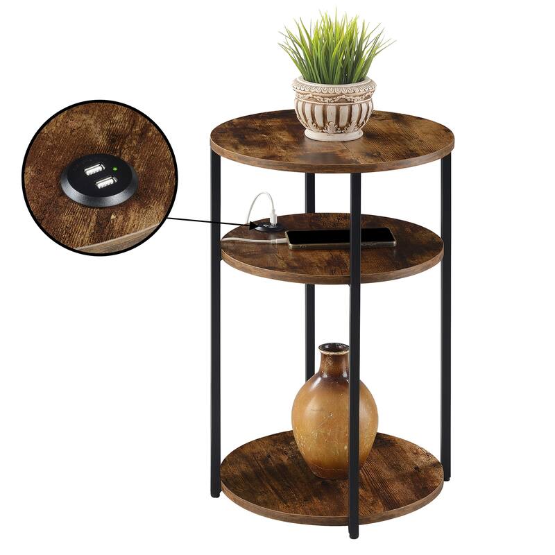 Convenience Concepts Designs2Go Simon 3 Tier End Table with USB Ports