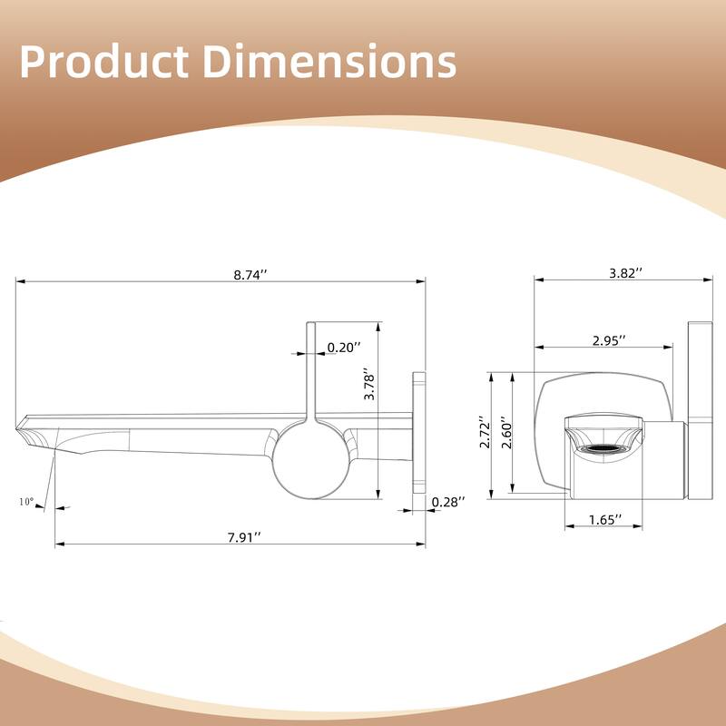 Modland Wall Mount Single Hole Bathroom Faucet with Valve Single Handle And Hot/Cold Indicator