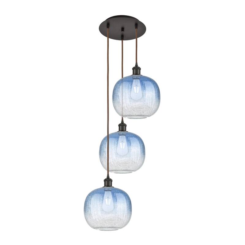 Innovations Lighting Endless Possibilities Ballston - Brookhaven Sphere - 3 Light 17" Cord Hung Multi Pendant - Oil Rubbed Bronze/Sapphire Blue