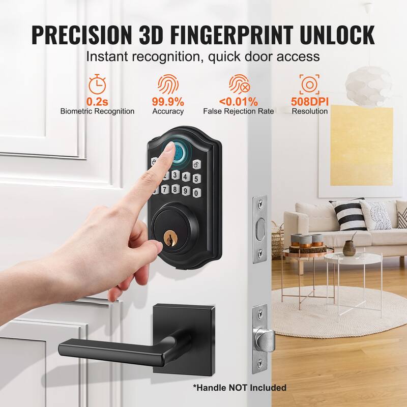 Fingerprint Door Lock for Front Door, Electronic Keypad Deadbolt with 300 Users