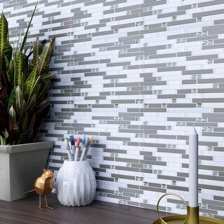 TileGen. Crystal Diamond Random Sized Metal and Glass Mosaic Tile