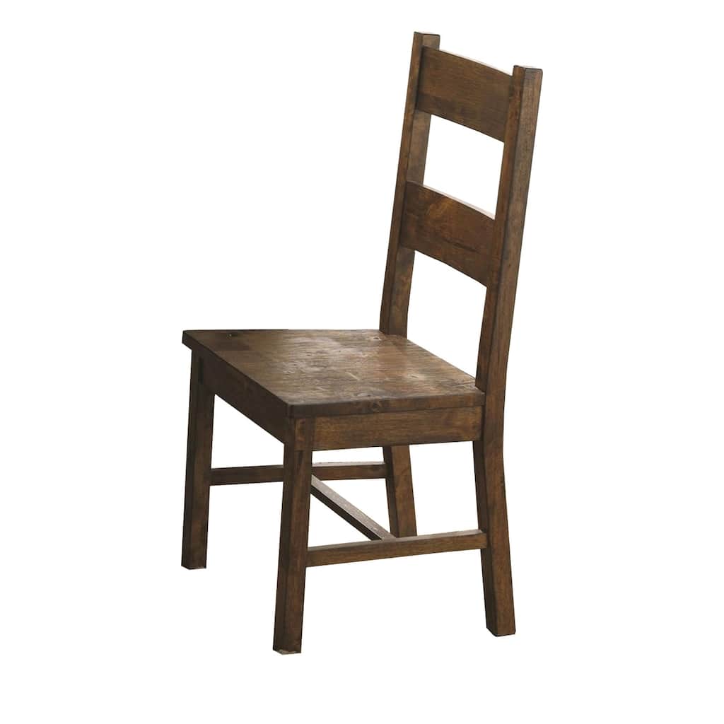 Armless Wooden Dining Side Chair, Rustic Golden Brown, Set of 2 - 42.25 H x 18.5 W x 20.25 L Inches