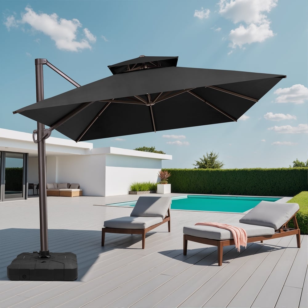 Crestlive Outdoor 13 x 10ft 360-degree Rotation Patio Cantilever Umbrella with Base