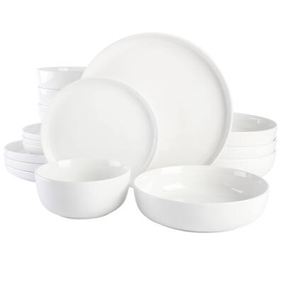 Oslo Porcelain Chip and Scratch Resistant Dinnerware Set, Service for 4 (16pcs), White