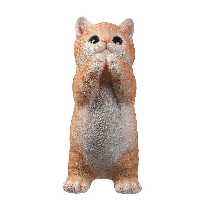 7" H Orange Tabby Cat Praying