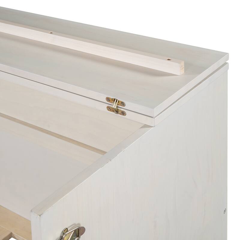 Space-Saving Full Size Murphy Bed with USB Ports and Storage Drawers, Brushed White