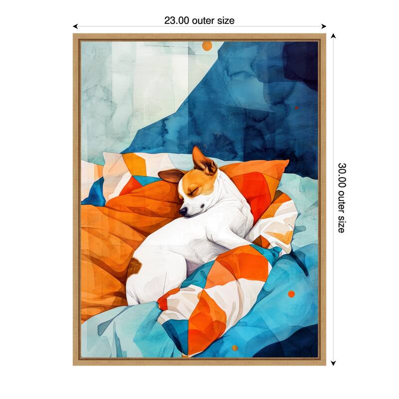 Dogs Life Nap by Justyna Jaszke Framed Canvas Wall Art - 23 x 30 in