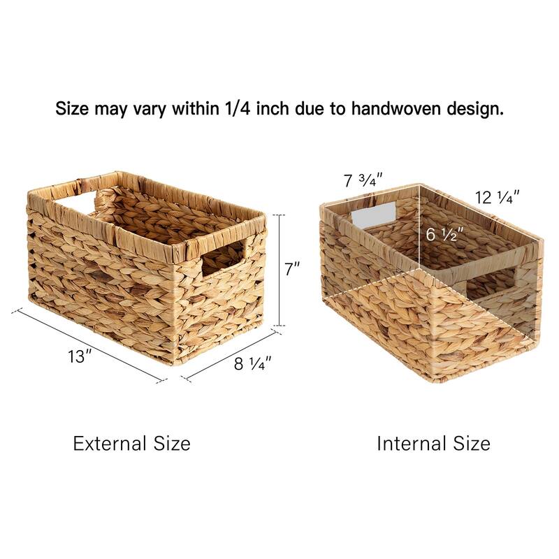 StorageWorks 2-Pack Wicker Storage Basket with Built-in Handle - 8.25"D x 13.25"W x 7"H