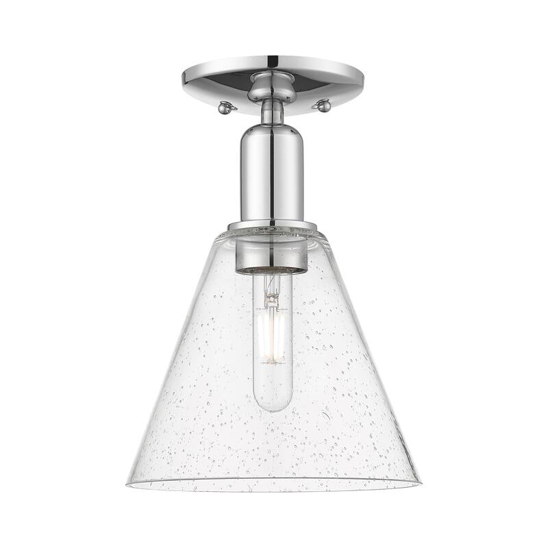 Innovations Lighting Endless Possibilities Arcadia - Berkshire Glass - 1 Light 8" Semi-Flush Mount - Polished Chrome/Seedy