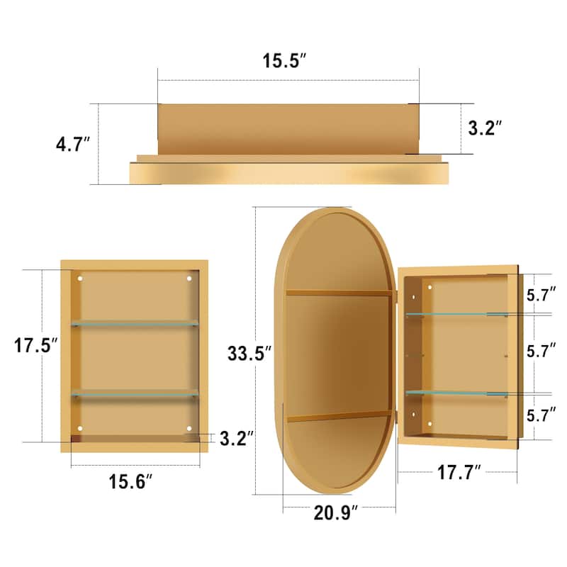 Set of 2 Recessed Medicine Cabinet