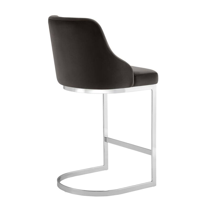 Velvet/Faux Leather Barstool, Counter Height Stools Set of 3 - 18.9"W x 20.5"D x 36.6"H