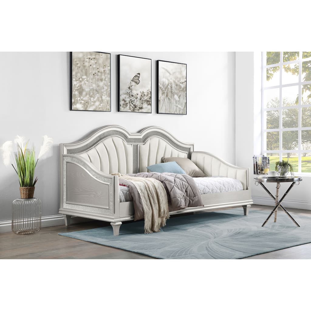 Aurelia Sliver Oak and Ivory Upholstered Twin Daybed