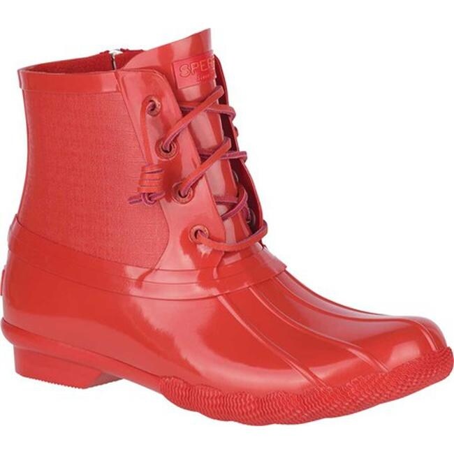 red sperry boots