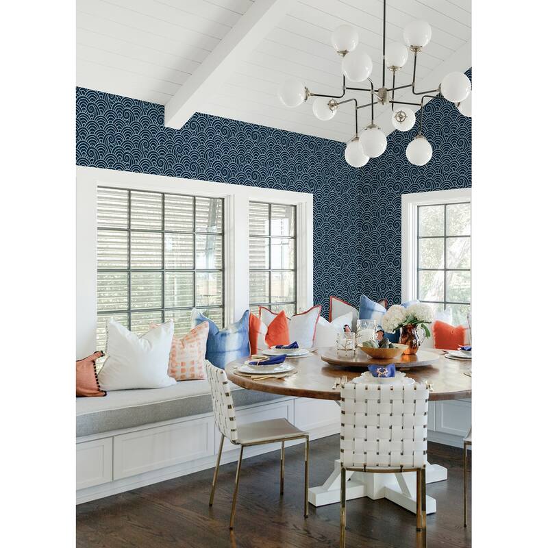 A-Street Prints Alorah Navy Wave Wallpaper