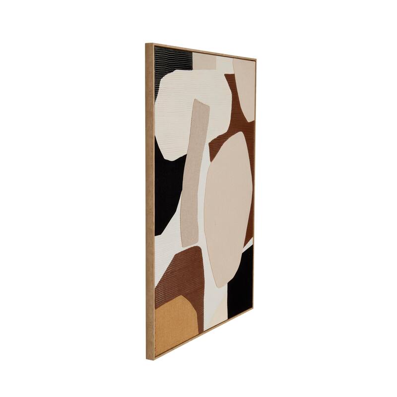 Wood Geometric Abstract Overlapping Circle Wall Art with Cream Accents - Brown - Roche River Decor