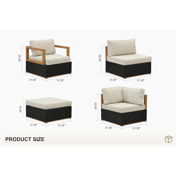 dimension image slide 5 of 7, PURPLE LEAF GLFSF Black sofa with white seat Outdoor Couch for Yard Porch Deck Patio Conversation Sets