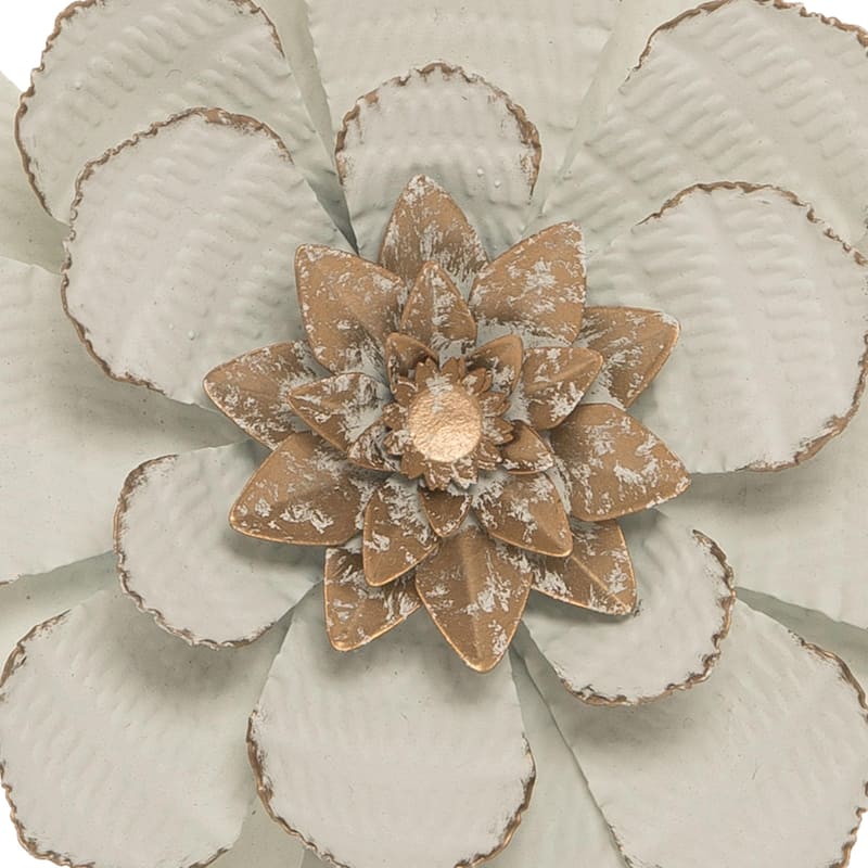 Foreside Home & Garden 8.75 x 8.75 inch White Metal Layered Flower Wall Décor