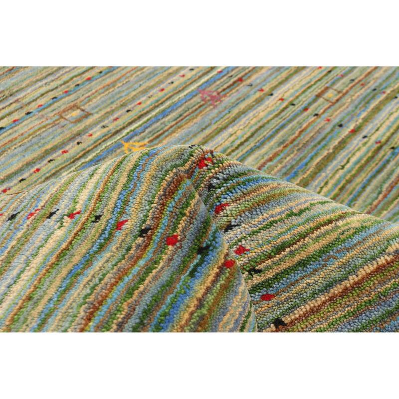 ECARPETGALLERY Hand Loomed Kashkuli Gabbeh Green Wool Rug - 3'0 x 4'7