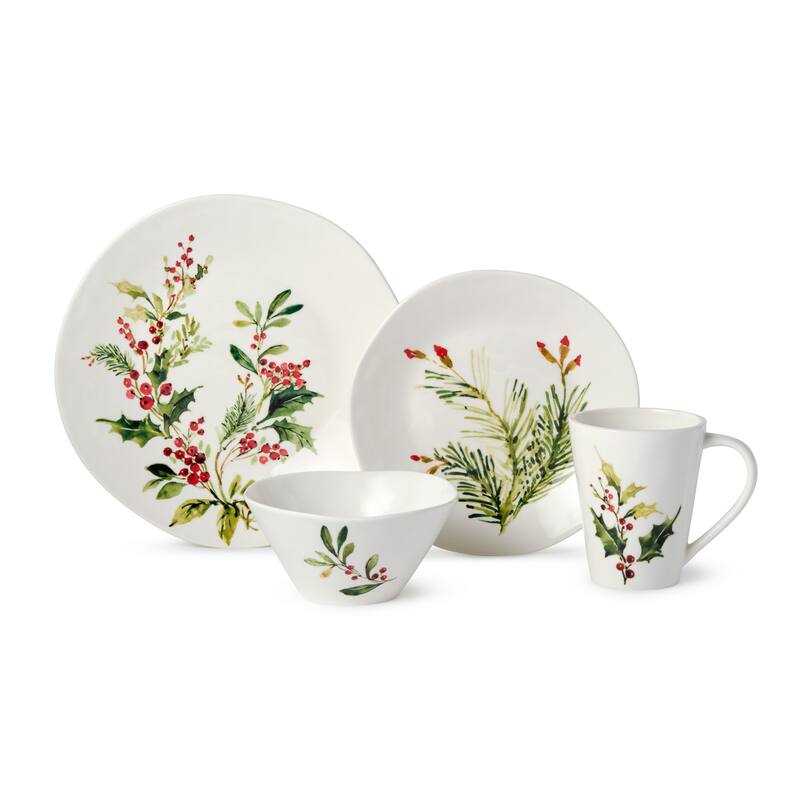 Certified International Holly And Vines 16pc Dinnerware Set, Service for 4