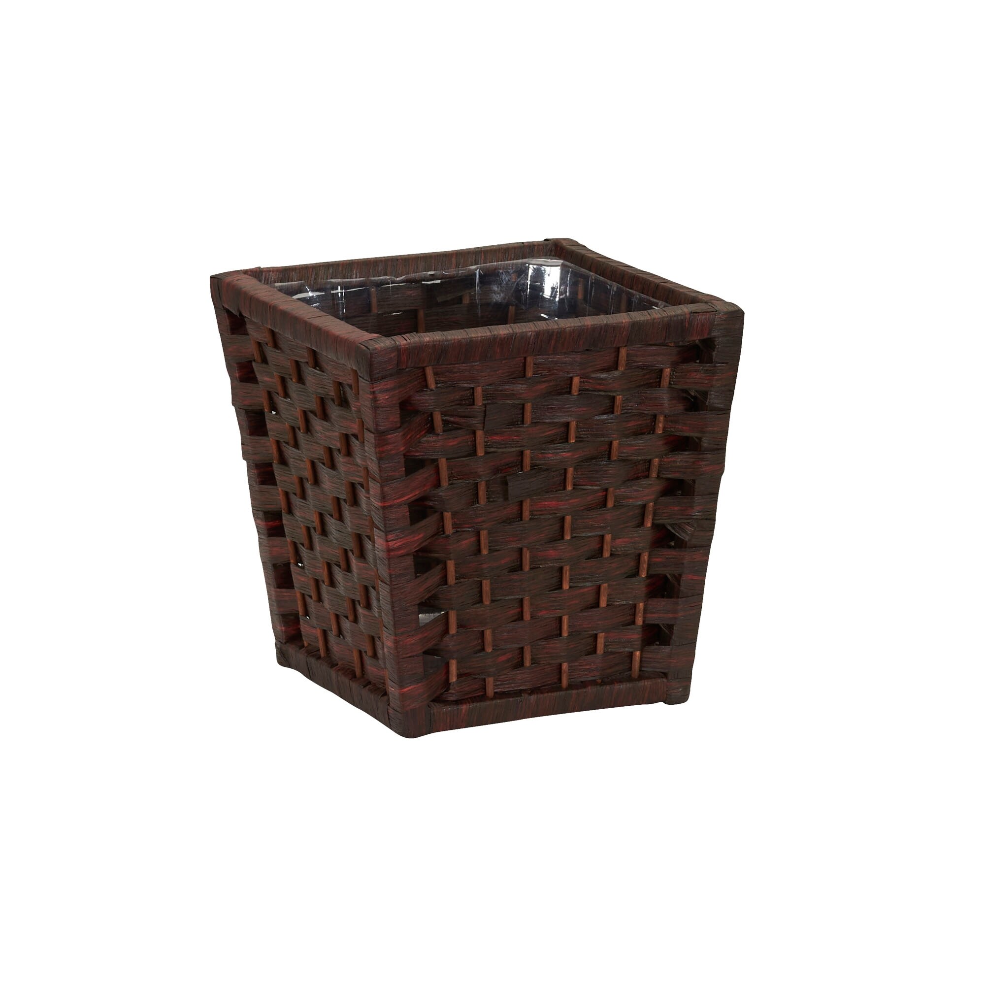 Household Essentials Paper Rope Wicker Waste Basket | For Bedrooms & Bathrooms | Dark Brown Stain