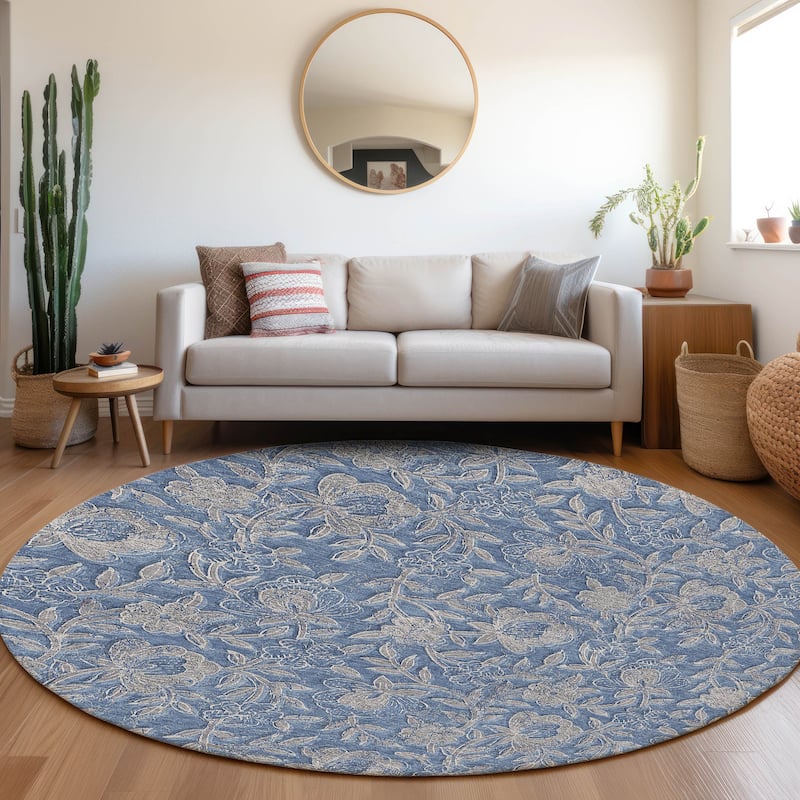 Machine Washable Indoor/ Outdoor Chantille Floral Rug