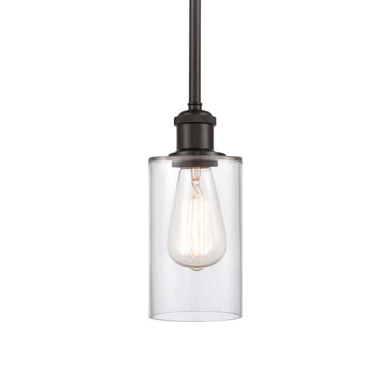 Innovations Lighting 516-1S-10-4 Clymer Pendant Clymer 4" Wide Mini - Clear / Oil Rubbed Bronze