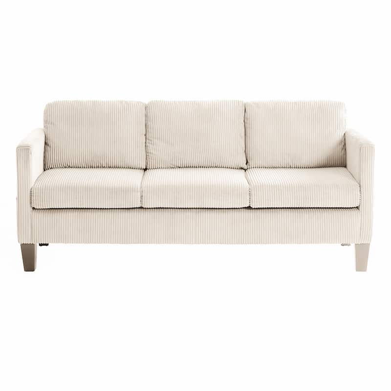 Morden Velvet Luxury L-Shaped 3 Seater Sofa with Storage Ottoman for Living Room - Off-White