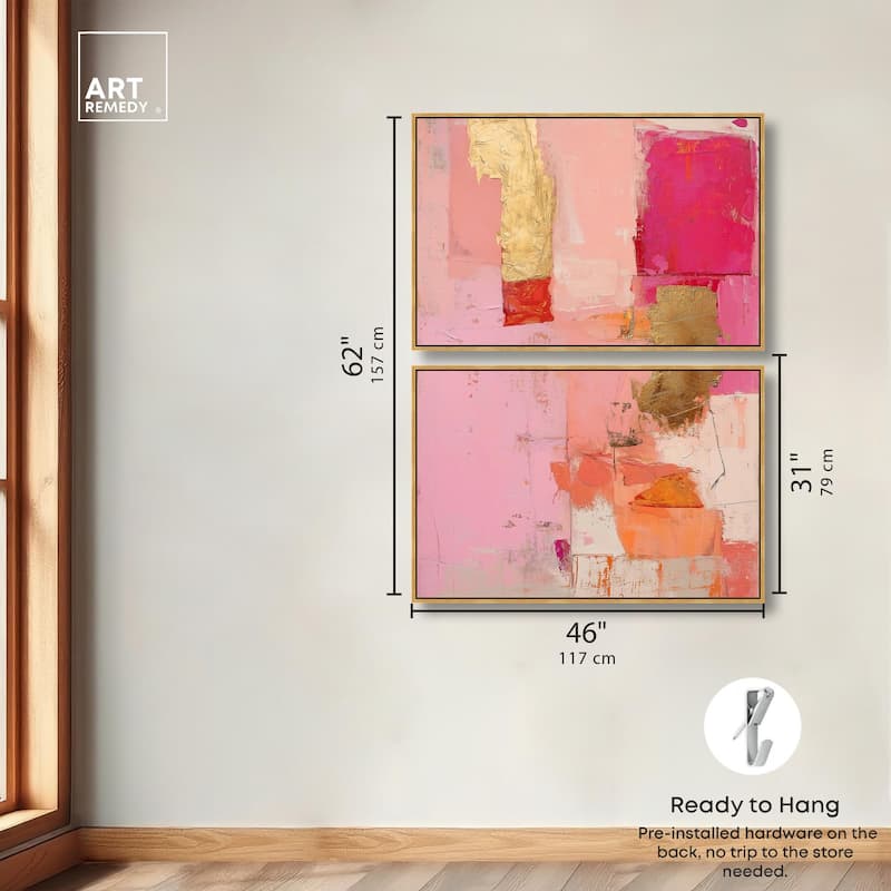Petal Patchwork I Canvas Set of 2 by Art Remedy