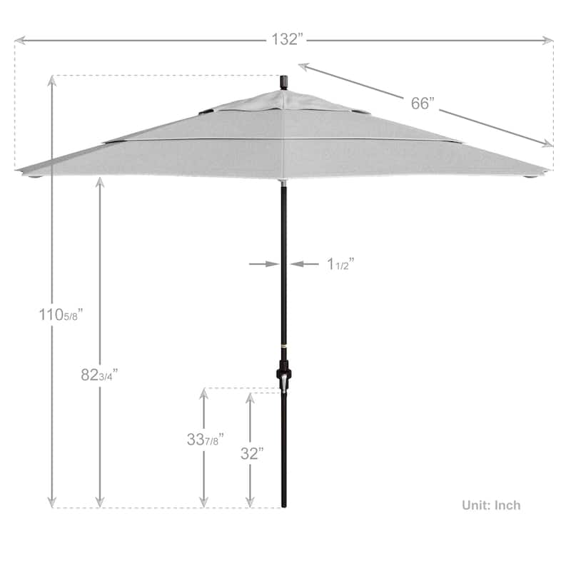 California Umbrella 11' Sun Master Patio Umbrella Bronze Aluminum Pole Fiberglass Ribs Crank Lift Collar Tilt Pacifica Capri