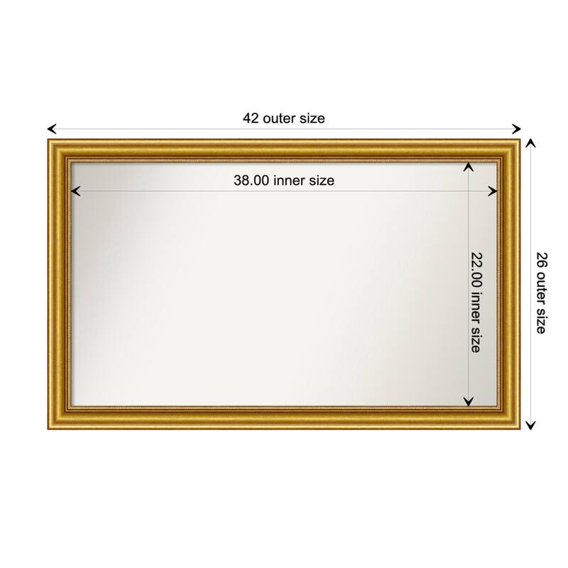 Townhouse Gold Framed Non-Beveled Custom Wall Mirror, Bathroom Vanity Mirror - Outer Size: 41.75 x 25.75