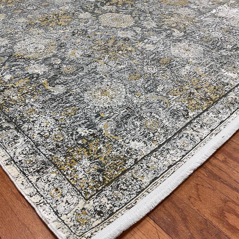HERAT ORIENTAL Abstract Floral Design Wool & Silk Rug - 5'3" x 7'7"