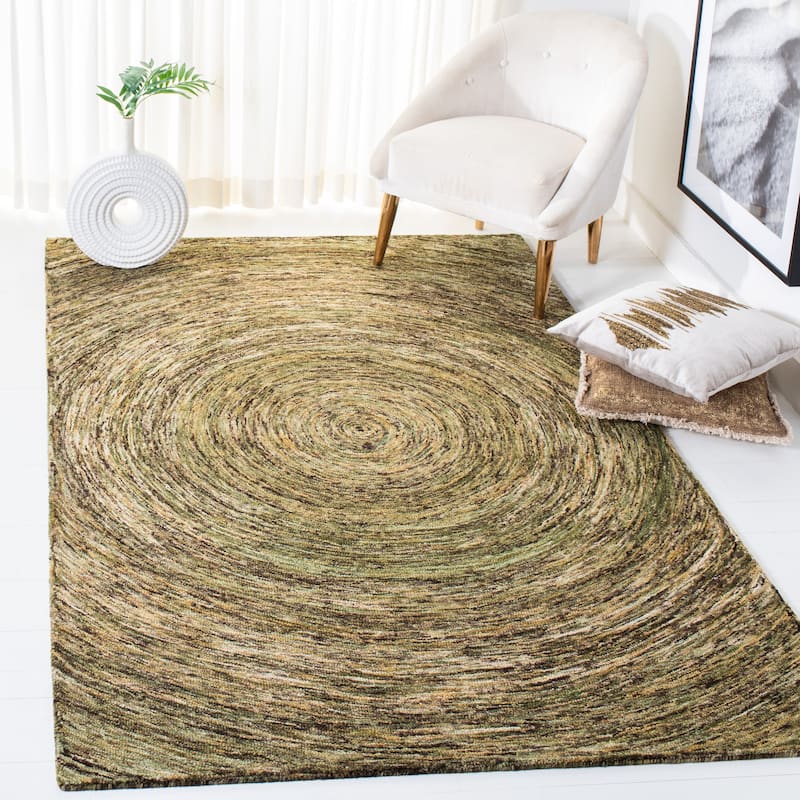 SAFAVIEH Handmade Ikat Jaycie Wool Rug - 6' Square - Green - Square