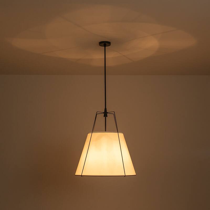 Mid Century 4-Light Conical Fabric Shade Lantern Pendant Ambient Light