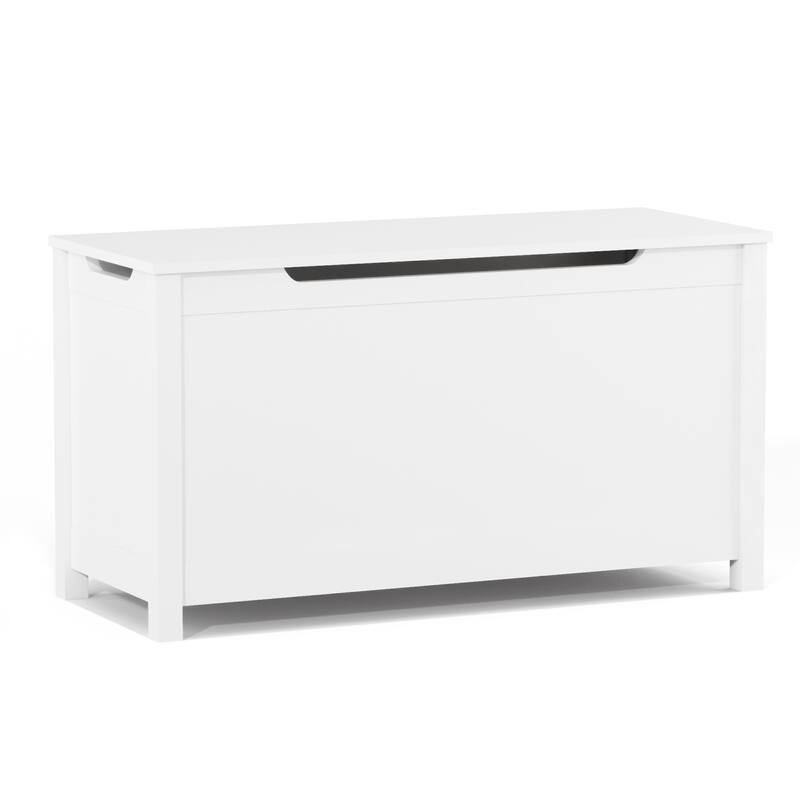 Kids Wooden Toy Box Storage with Safety Hinged Lid for Ages 3+