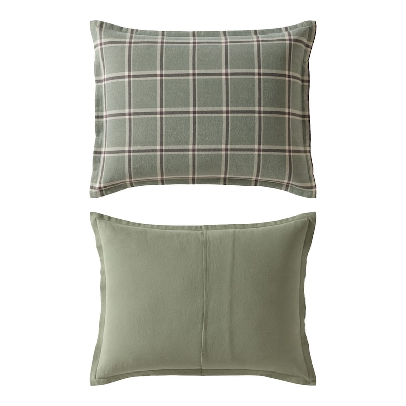 Eddie Bauer Alpine Plaid Cotton Flannel Green Comforter Set
